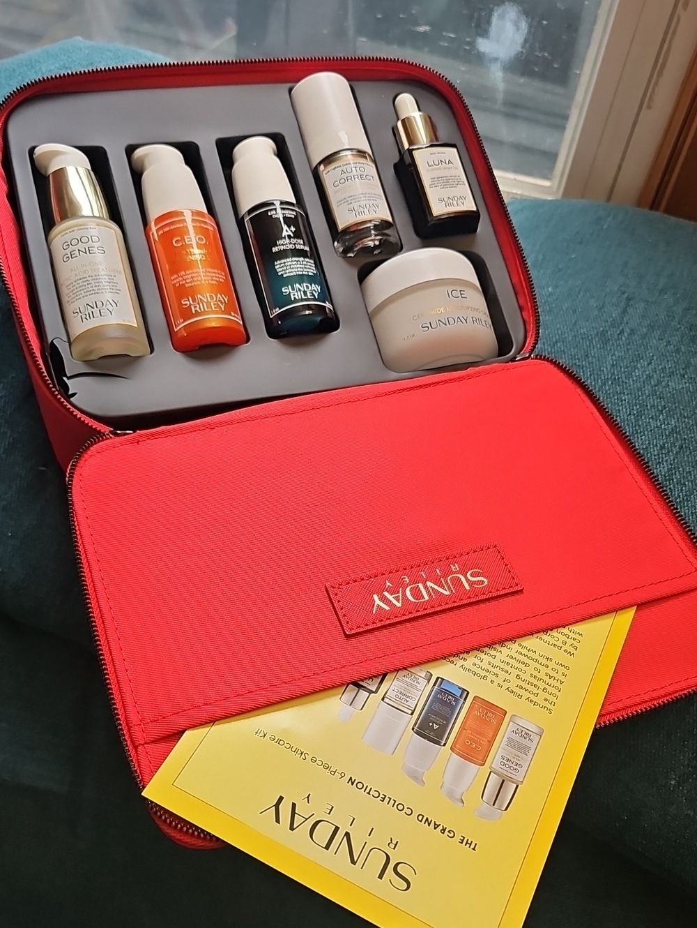Sunday Riley The Grand Collection Un Red Travel Case. New, Unused.